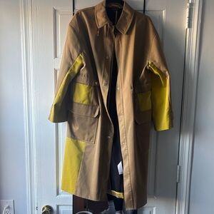 Topshop Tan Yellow Colorblock Trench Coat